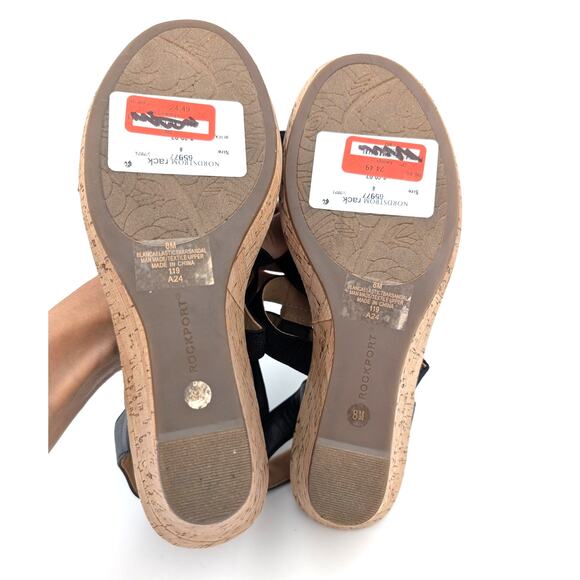 Rockport Briah Gladiator Wedge Sandals Women's Black/Brown Size US8 EU39 - Picture 8 of 12